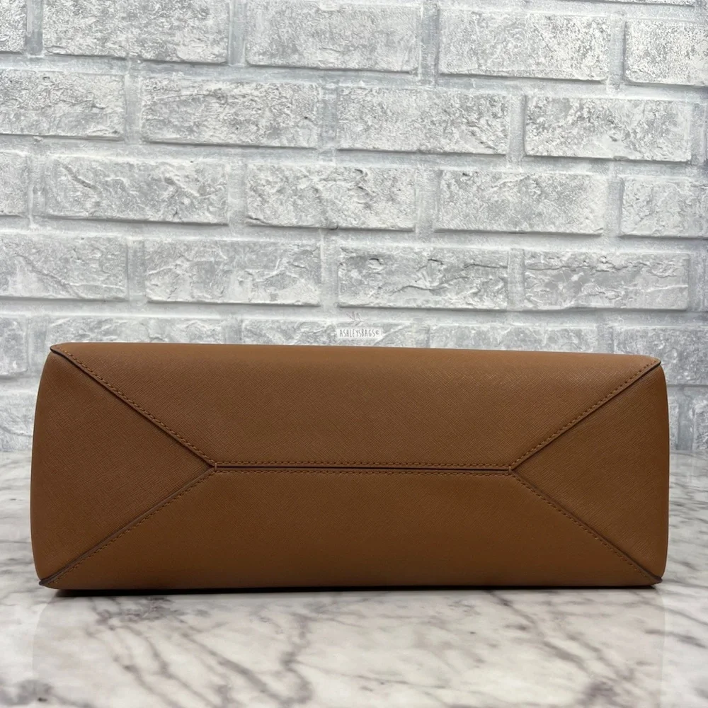 Tory Burch Emerson Large Double Zip Tote & Emerson Slim Wallet In Moose Brown - Picture 6 of 16